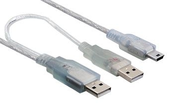 USB 2 x A Erkek - Mini 5 Pin Kablo 1 Mt